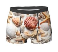 NPOREJKNGF Seashell Sandy Beach Print Men Printed Boxer Slip Confortable Multi Face Design Stretch Sous-vêtements Pour Toute La Journée, Noir , S