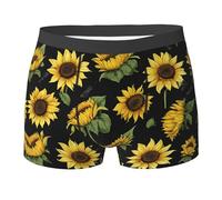 NPOREJKNGF Sunflower Blooming Flower Plants Black and Yellow Print Men Printed Boxer Slip Confortable Multi Face Design Stretch Underwear For All Day Wear, Noir , XXL
