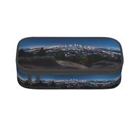 NPOREJKNGF Trousse à crayons Los Angeles Skyline avec motif imprimé intégral - Tissu Oxford durable multifonction pour l'école, le bureau et les voyages, Noir , Taille unique, Organiseur de sac
