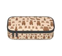 NPOREJKNGF Trousse à crayons motif ours mignon de dessin animé avec impression complète - Tissu Oxford durable multi-usages pour l'école, le bureau et les voyages, Noir , Taille unique, Organiseur de