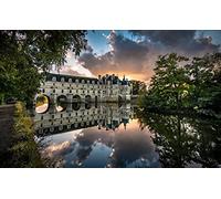 NPRZM Cher River Château de Chenonceau Vallée de la Loire Château français Full Drill DIY 5D Diamond Painting par numéro Kits uniques Décoration murale de la maison Cristal 30x40CM