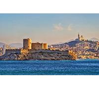 NPRZM Coucher de soleil à Marseille, paysage urbain, baie de Marseille, France, bricolage, peinture diamant 5D par numéro, kits uniques, décoration murale pour la maison, cristal, 40 x 40 cm