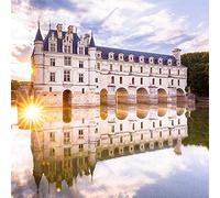 NPRZM Kit de peinture diamant 5D pour enfants et adultes, château de Chenonceau, décoration murale, cadeaux d'anniversaire, 30 x 40 cm