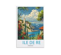 NPRZM Metal tin Sign Affiches de l'Île de Ré, France Vintage Retro Art Wall Decor Mural Hanging Iron Painting Plaque Funny for Home Wall Art Decor 15x30cm