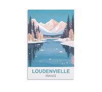 NPRZM Metal tin Sign Affiches de Loudenvielle France Vintage Retro Art Wall Decor Mural Hanging Iron Painting Plaque Funny for Home Wall Art Decor 30x40cm