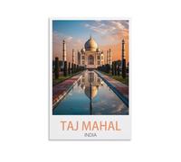 NPRZM Métal Tin Sign Affiches du coucher de soleil sur le Taj Mahal en Inde Metal Tin Sign Wall Art Garden House Plaque For Home Garden Kitchen Bar Pub 20x30cm
