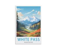 NPRZM Metal Tin Sign Affiches du Washington White Pass Vintage Drôle Décoration Murale Art Mural Suspendu Fer Peinture pour Maison Jardin Bar Pub Cuisine Salon 20x30cm