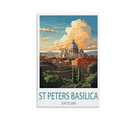 NPRZM Metal Tin Sign Basilique Saint-Pierre Cité du Vatican Vintage Drôle Décoration Murale Art Mural Suspendu Fer Peinture pour Maison Jardin Bar Pub Cuisine Salon 15x30cm