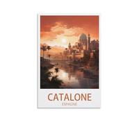 NPRZM Metal tin Sign Catalogne Espagne Coucher de Soleil Affiches Vintage Retro Art Wall Decor Mural Hanging Iron Painting Plaque Funny for Home Wall Art Decor 15x30cm