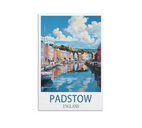 NPRZM Metal tin Sign Padstow, Angleterre Vintage Retro Art Wall Decor Mural Hanging Iron Painting Plaque Funny for Home Wall Art Decor 30x30cm