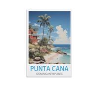 NPRZM Métal Tin Sign Punta Cana, République dominicaine Retro Wall Art Decor Fer Suspendre Peinture Plaque pour Maison Cuisine Salle Bains Salon Cadeaux 15x30cm
