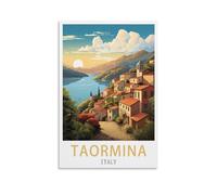 NPRZM Métal Tin Sign Taormina Italie Vintage Sign Wall Art Decor Plaque Poster Oeuvre pour la Maison Cuisine Salle de Bains Jardin Cafés Pubs 15x30cm
