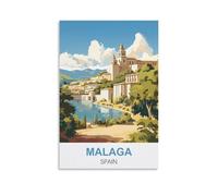 NPRZM Panneaux métalliques Malaga Espagne, plaque métallique vintage humoristique, affiche murale, art, pub, bar, cuisine, jardin, salle de bain, décoration d'intérieur, 30 x 40 cm