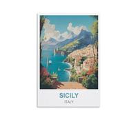 NPRZM Panneaux vintage en métal Sicile Italie, plaque humoristique en métal vintage, affiche murale, art, pub, bar, cuisine, jardin, salle de bain, décoration d'intérieur, 15 x 30 cm