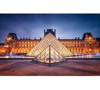 NPRZM Paris France Louvre Lumières de la ville Nuit DIY 5D Diamant Peinture par Numéro Kits Uniques Décoration Murale Maison Cristal Strass Décoration Murale 30x40CM