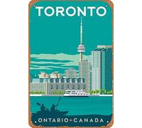 NPRZM Plaque en étain humoristique vintage Toronto Ontario vers Canada Voyage Plaques en étain vintage rétro Bar Club Cave Maison Cuisine Décoration murale Panneau rustique 20x30 cm