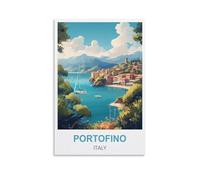 NPRZM Plaque en étain vintage, décoration murale, Portofino, Italie, vintage, rétro, bar, club, cave, maison, cuisine, décoration murale, panneau rustique, 15 x 30 cm