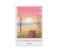 NPRZM Plaque en métal La Tranche Sur Mer, France, plage, grotte, décoration murale pour maison, cuisine, bar, club, café, verger, 15 x 30 cm