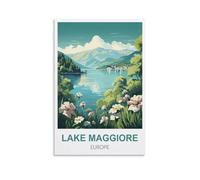 NPRZM Plaque en métal représentant un lac Majeur, une grotte en Europe, décoration murale pour la maison, la cuisine, un bar, un café, un verger, 30 x 40 cm