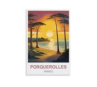 NPRZM Plaque en métal rétro en aluminium Porquerolles France Décoration murale pour maison, cuisine, bar, pub, ferme, garage, affiche vintage rétro 20 x 30 cm