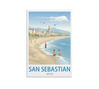 NPRZM Plaque en métal Saint-Sébastien, Espagne, décorative murale en métal, pour la maison, la cuisine, le bar, le café, le club, le verger, 20 x 30 cm