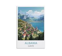 NPRZM Plaque en métal vintage Albanie Europe Plaque en métal vintage pour café, bar, pub, club de bière Décoration murale 20 x 30 cm