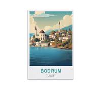 NPRZM Plaque en métal vintage Bodrum Turquie, décoration murale pour la maison, 30 x 30 cm