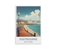 NPRZM Plaque en métal vintage Eastbourne East Sussex, affiche d'art rétro inspirante pour la maison, le bureau, le café, le bar, décoration murale 20 x 30 cm