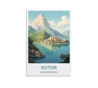 NPRZM Plaque en métal vintage Kotor Montenegro, plaque murale, pour maison, bar, cuisine, restaurant, pub, 15 x 30 cm