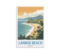 NPRZM Plaque en métal vintage Lanikai Beach Hawaii, plaque murale, pour bar, cuisine, restaurant, pub, 30 x 40 cm