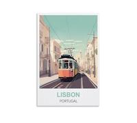 NPRZM Plaque en métal vintage Lisbonne Portugal, affiche murale rétro pour maison, caverne d'homme, café, bar, décoration murale 30 x 40 cm