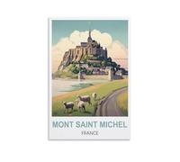 NPRZM Plaque en métal vintage Mont Saint Michel, France, affiche murale rétro pour maison, caverne d'homme, café, bar, décoration murale 30 x 40 cm