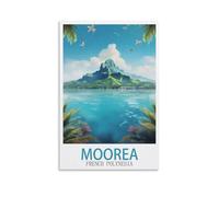 NPRZM Plaque en métal vintage Moorea Polynésie française, 30 x 40 cm