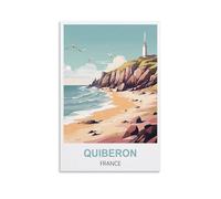 NPRZM Plaque en métal vintage « Quiberon » - Plage, France - 30 x 40 cm