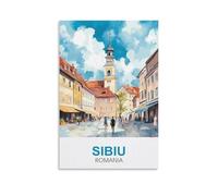 NPRZM Plaque en métal vintage Sibiu Roumanie, affiche murale rétro en métal, décoration pour maison, club, jardin, 20 x 30 cm