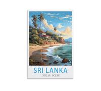 NPRZM Plaque métal Vintage Sri Lanka Océan Indien Vintage pour Chambre à Coucher Salle Panneau Decoratif Exterieur Metal 15x30cm