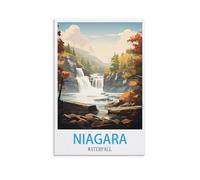 NPRZM Plaque métallique vintage représentant la cascade du Niagara, 30 x 30 cm