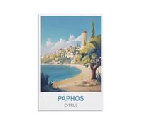 NPRZM Plaque murale vintage en métal Paphos Chypre, idéale pour un pub, un abri de jardin, un bar, un bureau, une caverne d'homme, une maison, une chambre, une salle à manger, une cuisine, 15 x 30 cm