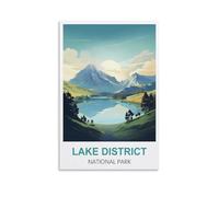 NPRZM Plaques en étain amusantes Parc national du Lake District Angleterre Décoration murale rétro en métal pour la maison, la cuisine, le bar, le club, 20 x 30 cm