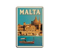 NPRZM Plaques en étain amusantes, voyage à Malte, peinture, café, opéra, décoration murale, 15 x 30 cm