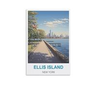 NPRZM Plaques en métal humoristiques Ellis Island New York, vintage, pour la maison, la cuisine, le voyage, décoration murale, 15 x 30 cm