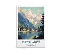 NPRZM Plaques en métal humoristiques Interlaken Suisse, vintage, pour la maison, la cuisine, le voyage, décoration murale, 20 x 30 cm