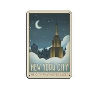 NPRZM Plaques en métal New York Travel Tin Signs Wall Art Poster Metal Poster for Home Bar Cafe Garage Bathroom 30x40cm