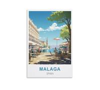 NPRZM Plaques en métal vintage Malaga Espagne, vintage, bar, club, cave, maison, cuisine, décoration murale rustique, drôle, 15 x 30 cm