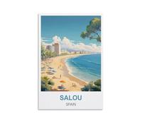 NPRZM Plaques en métal vintage Salou Espagne Décoration murale Cuisine Garage Salle à manger Décoration d'intérieur Décoration d'hôtel Cadeau 30x40cm