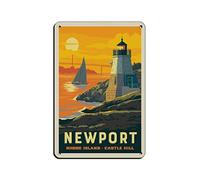 NPRZM Plaques en tôle amusantes Newport Rhode Island A Travel Plaques en tôle rétro Bar Pub Diner Café Maison Salle de bain et chambre Art 15x30cm