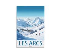 NPRZM Tin Sign Métal Affiches de ski des Arcs, France Vintage Panneau Métal Étain Signe Tin Signs Plaque Métallique Décorative Wall Decor pour Maison 30x40cm