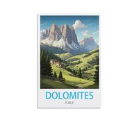 NPRZM Tin Sign Métal Affiches des Dolomites en Italie Retro Peinture Poster Plaque Décor pour Salle de Bains Cuisine Café Mur Halloween Cadeaux de Noël 30x30cm