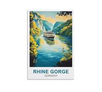 NPRZM Tin Sign Métal Gorges du Rhin en Allemagne Vintage Panneau Métal Étain Signe Tin Signs Plaque Métallique Décorative Wall Decor pour Maison 30x30cm
