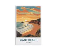 NPRZM Tin Sign Métal Plage de Mwnt au Pays de Galles Vintage Panneau Métal Étain Signe Tin Signs Plaque Métallique Décorative Wall Decor pour Maison 20x30cm